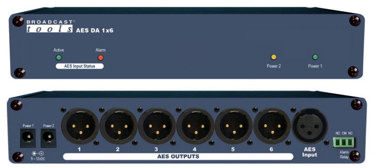 Broadcast Tools AES DA 1×6 – XLR AES Distribution Amplifier - 305broadcast