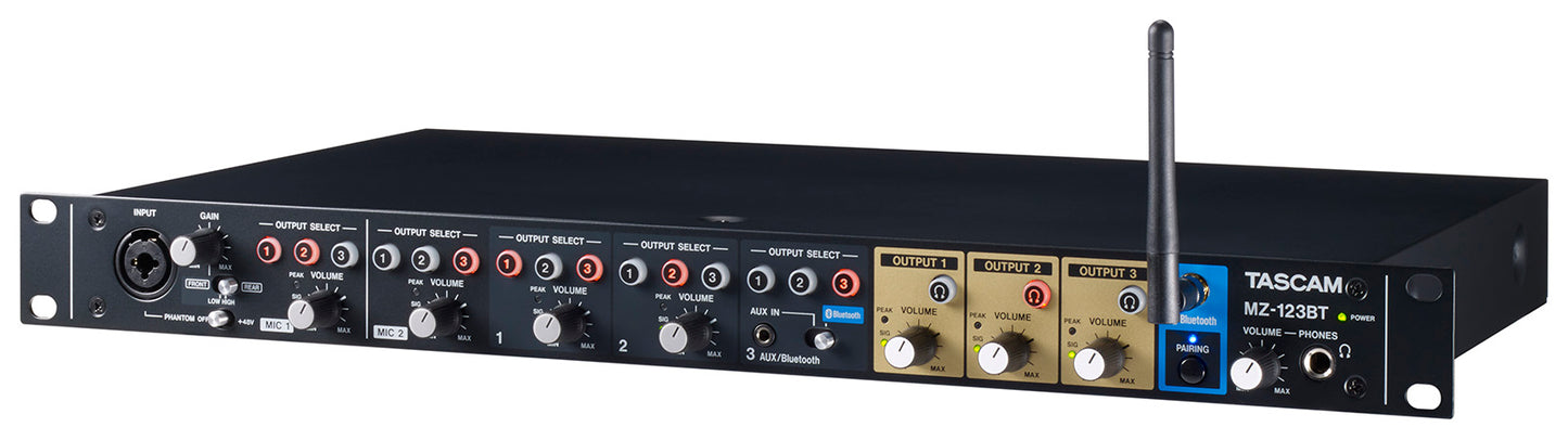 Tascam MZ-123BT 3-Channel Rackmount Multi-Zone Mixer With Bluetooth - 305broadcast