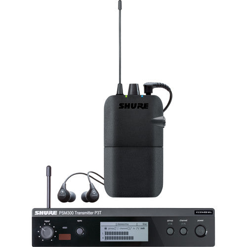 Shure P3TR112GR PSM300 Wireless Stereo Personal Monitor System with SE112-GR Earphones, G20 - 305broadcast