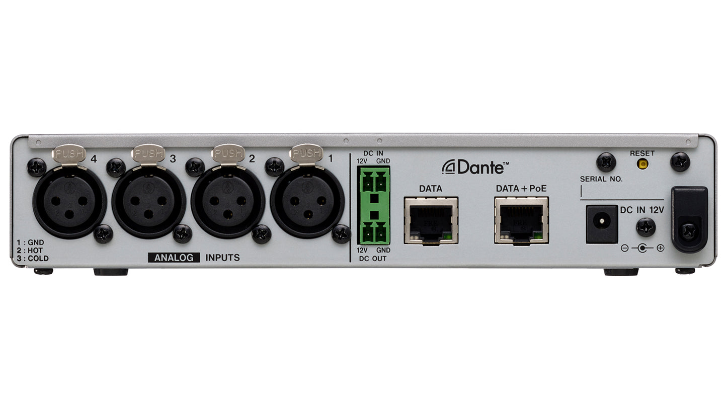 Tascam MM-4D/IN-X - 4 Channel Mic / Line Input Dante Converter with built-in DSP Mixer XLR - 305broadcast