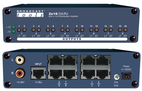 Broadcast Tools 2×16 DA/RJ – RJ45 Analog Distribution Amplifier