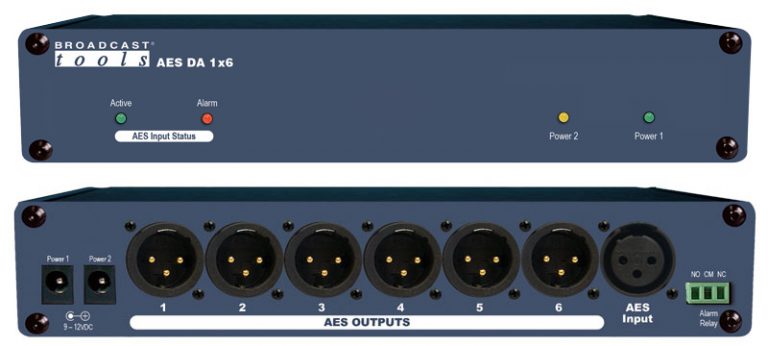 Broadcast Tools AES DA 1×6 – XLR AES Distribution Amplifier