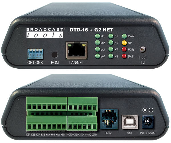 Broadcast Tools DTD-16 + G2 NET – DTMF Decoder w/ Relay Outputs, USB/Serial/Ethernet