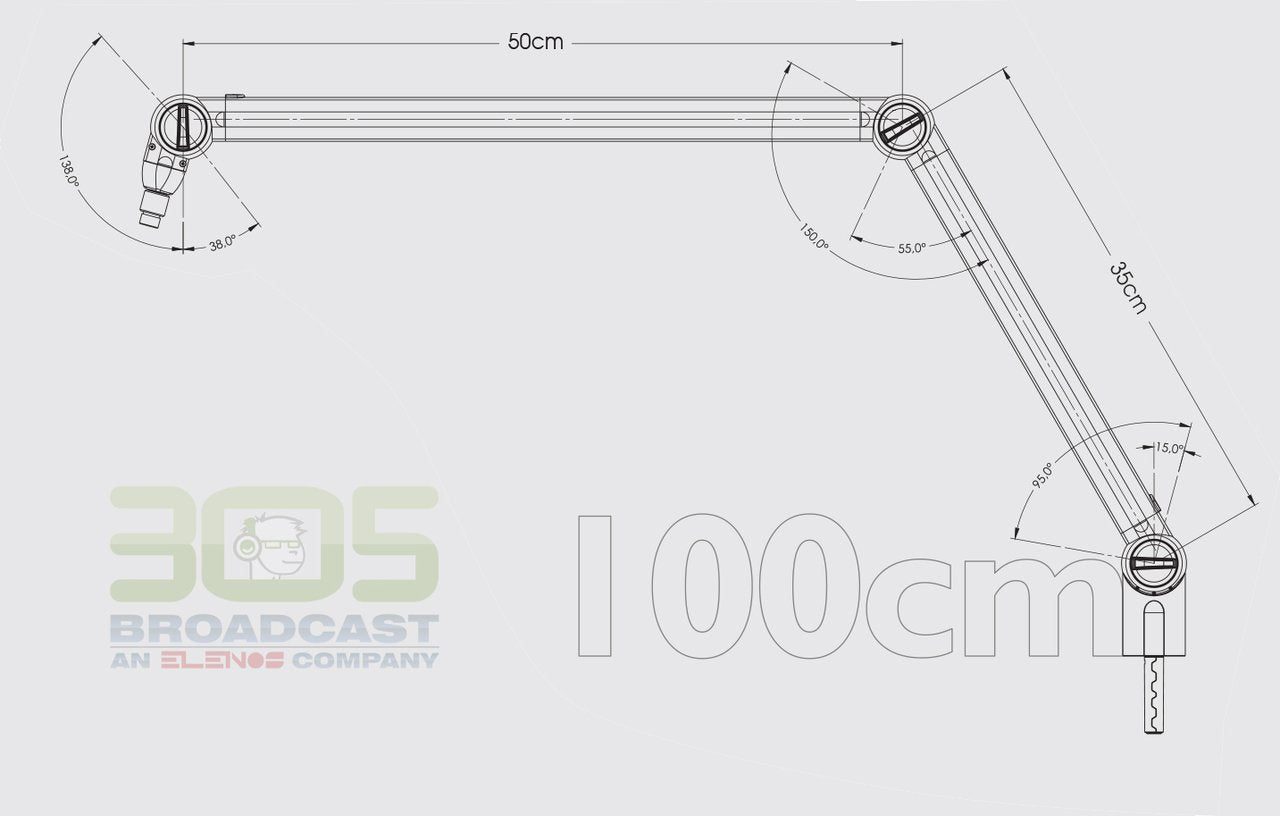 Microphone Arm with On Air Light - Color Black - Ideal for Broadcasters and Pod-casters - 305broadcast