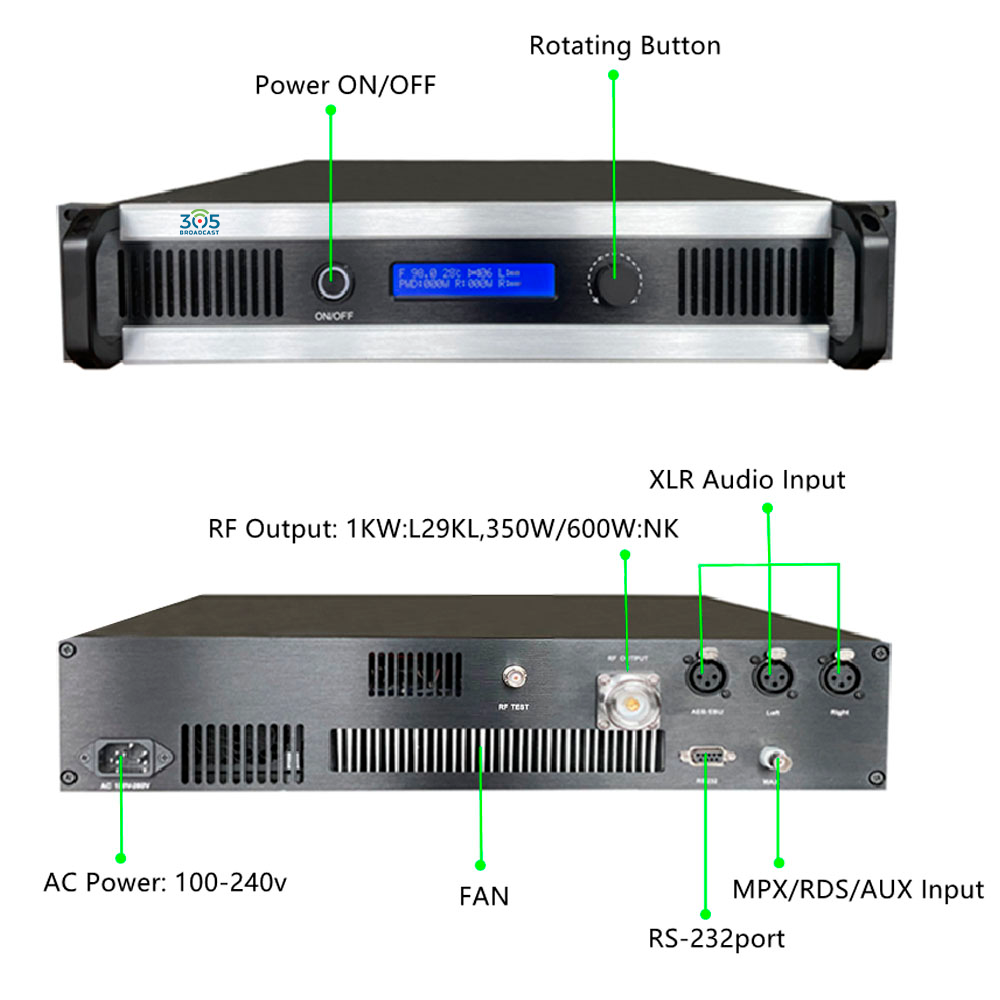 305 Broadcast TX LIGHT SERIES - 1000W TRANSMITTER - 305broadcast