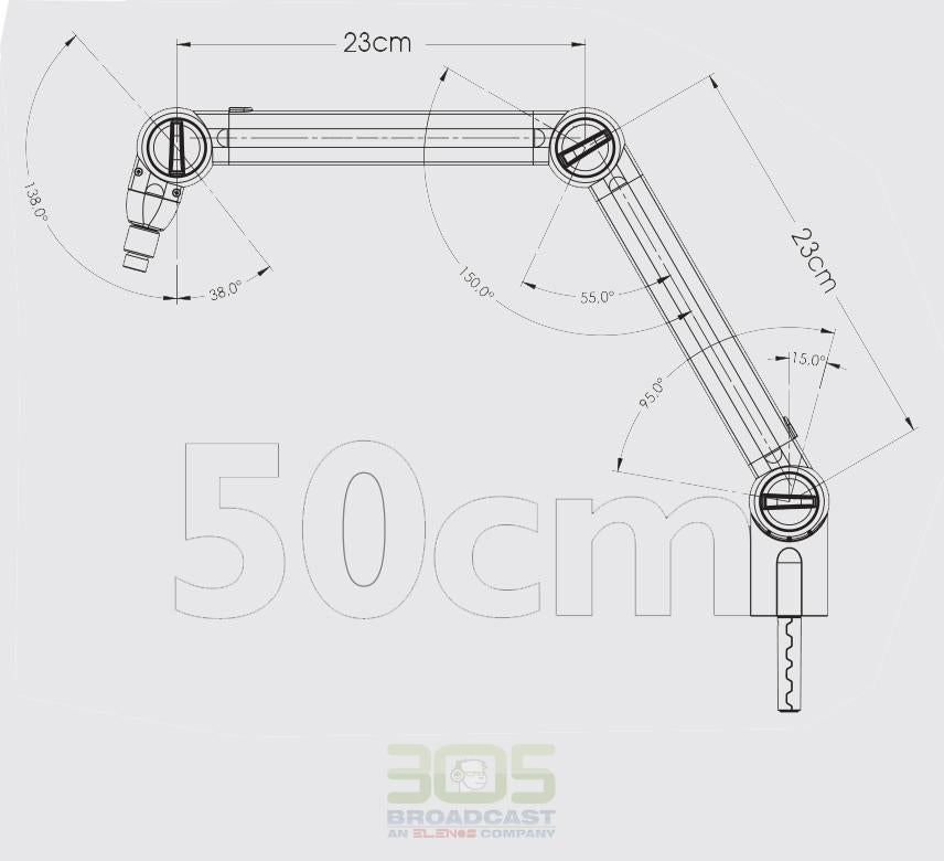 Microphone Arm with On Air Light - Color Black - Ideal for Broadcasters and Pod-casters - 305broadcast