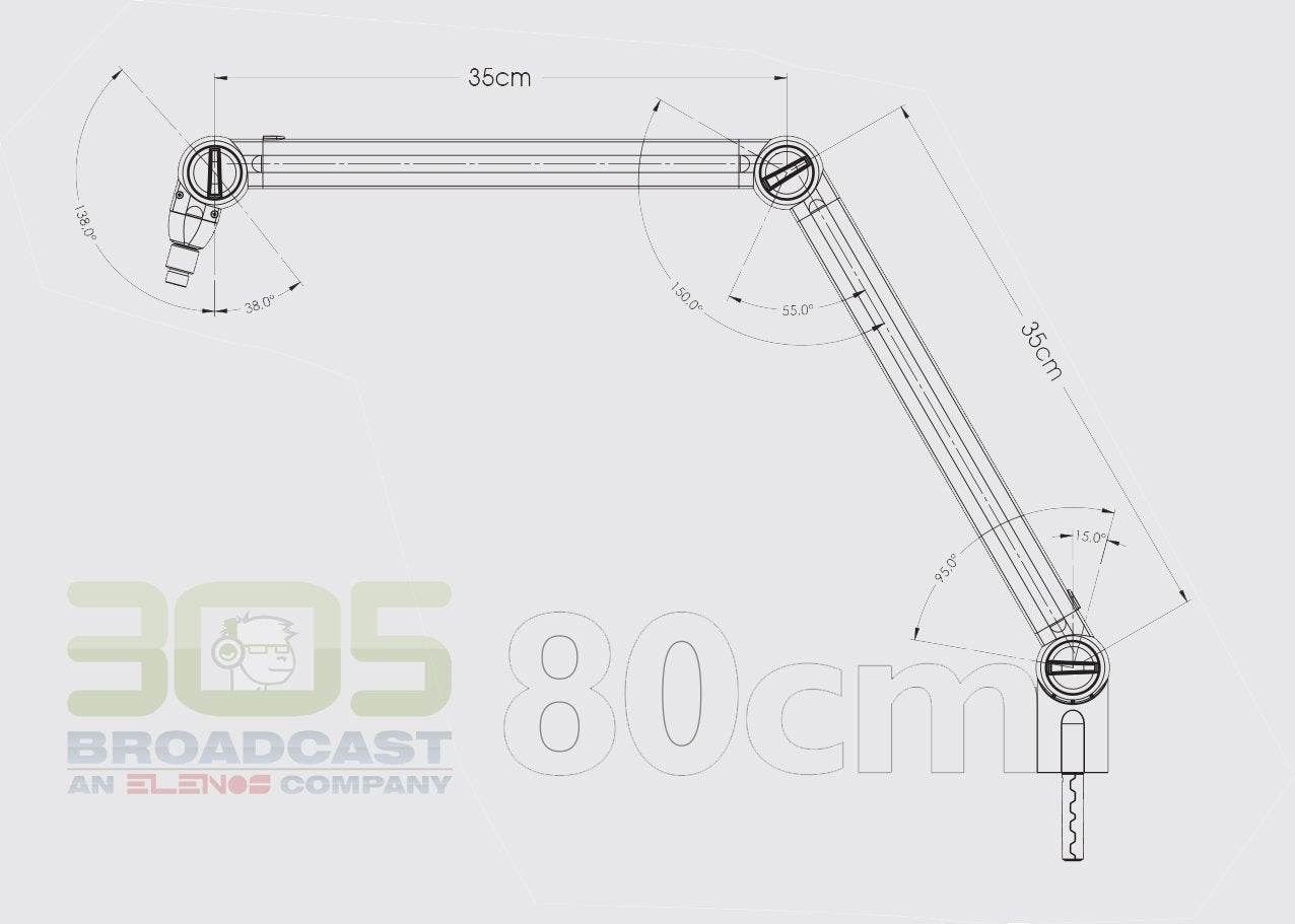 Microphone Arm with On Air Light - Color Black - Ideal for Broadcasters and Pod-casters - 305broadcast