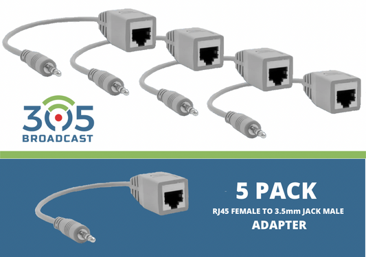 305Broadcast Package of 5 x 305ADAPT-MINI35 - RJ45 female to 3.5mm Jack - 305broadcast