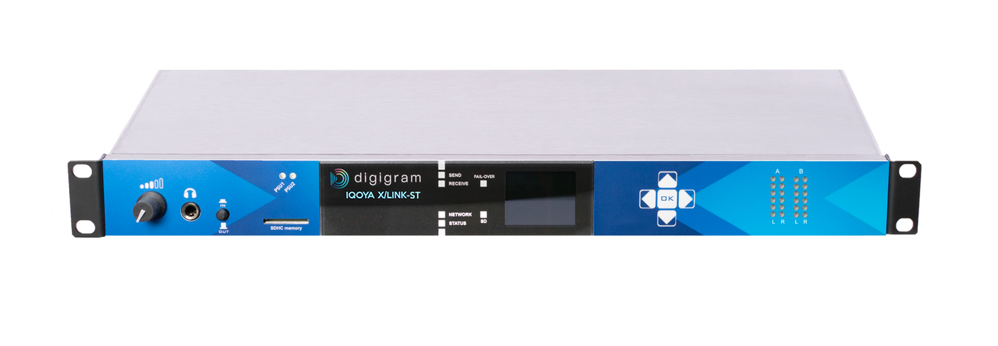 Digigram IQOYA X/LINK-ST 1U Stereo IP Audio Codec with 2 I/O Channels - 305broadcast