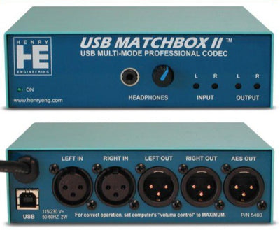 Henry Engineering USB MATCHBOX II™ - USB<>XLR MULTI-MODE STEREO CODEC - 305broadcast