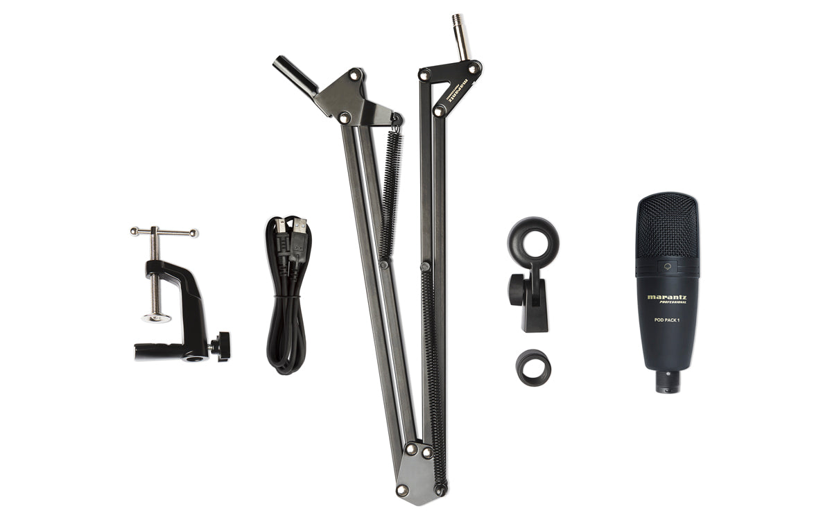 Marantz Pro Pod Pack 1 - USB Microphone with Broadcast Stand and Cable - 305broadcast