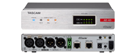 Tascam AE-4D - 4 Channel AES/EBU Input/Output Dante Converter with built-in DSP Mixer - 305broadcast