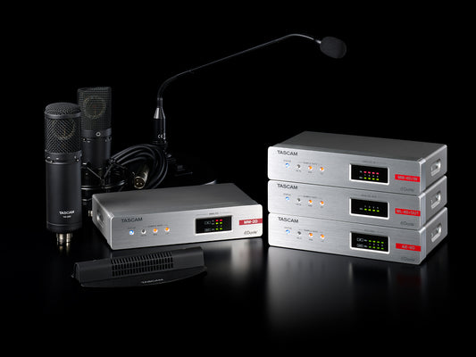 Tascam MM-4D/IN-E - 4 Channel Mic / Line Input Dante Converter with built-in DSP Mixer Euroblock - 305broadcast