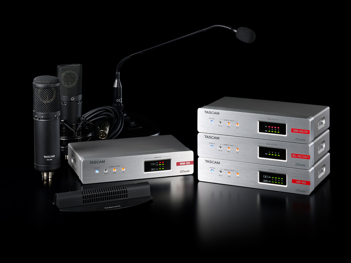 Tascam ML-4D/OUT-E - 4 Channel Line Output Dante Converter with built-in DSP Mixer - 305broadcast