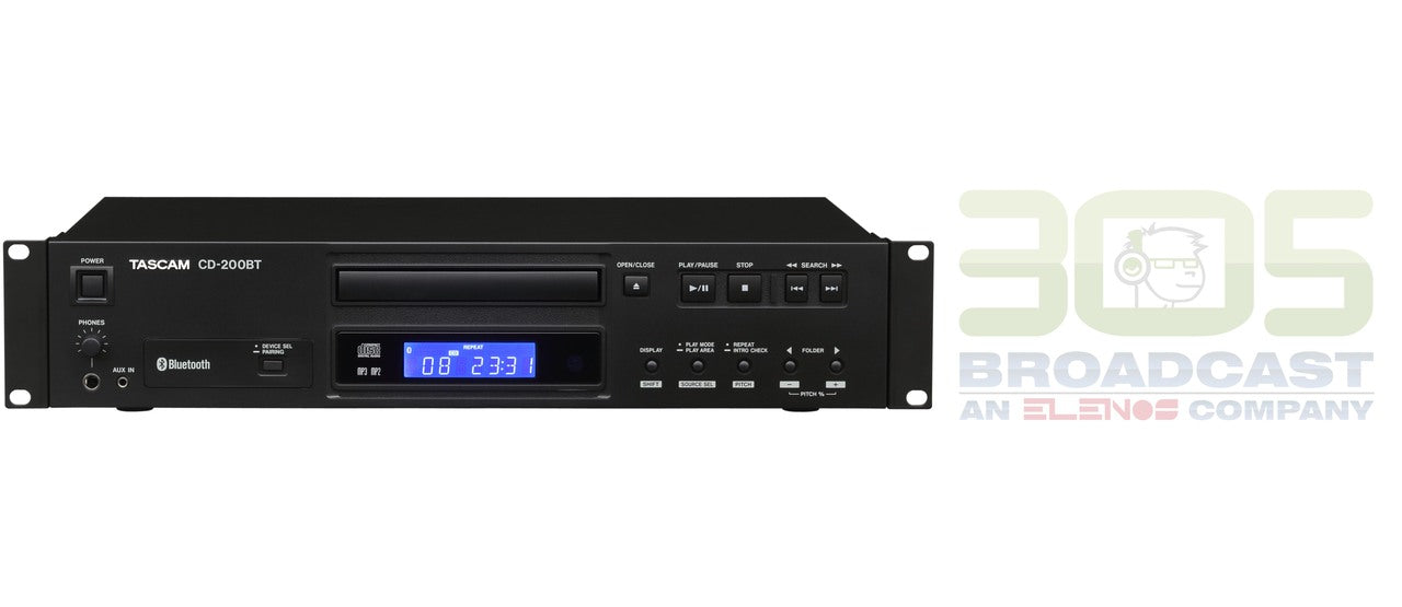 Tascam CD-200BT -  Professional CD Player with Bluetooth Receiver - 305broadcast