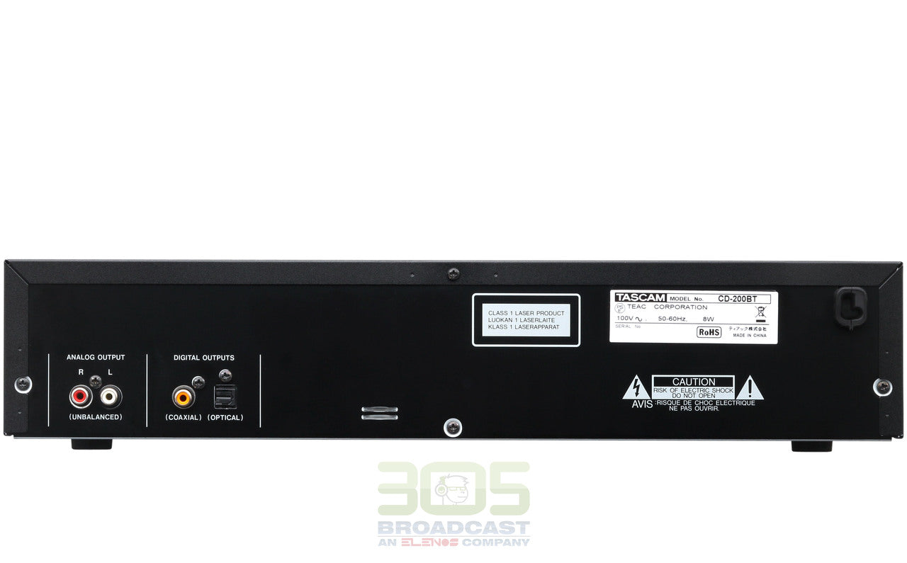 Tascam CD-200BT -  Professional CD Player with Bluetooth Receiver - 305broadcast