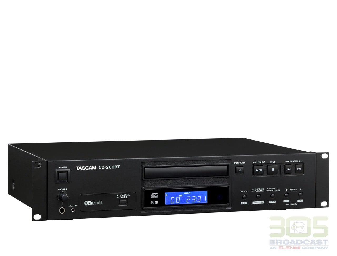 Tascam CD-200BT -  Professional CD Player with Bluetooth Receiver - 305broadcast
