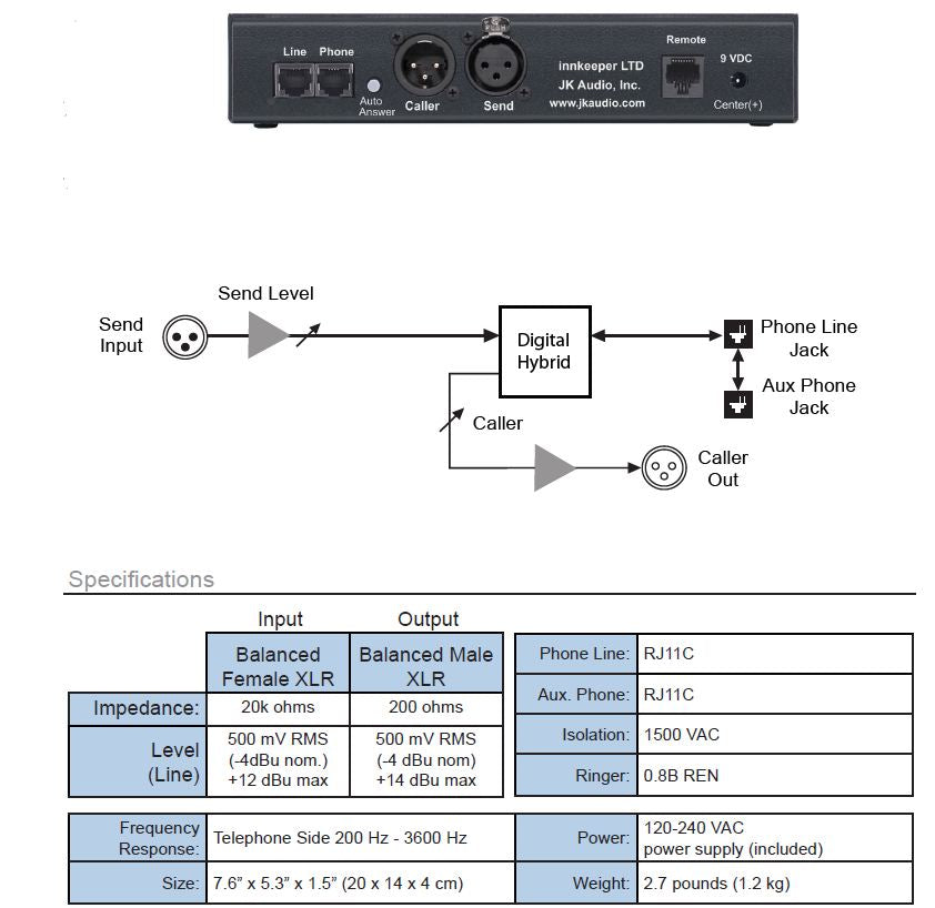 JK AUDIO Innkeeper LTD Digital Auto-Answer Hybrid - Desktop - 305broadcast