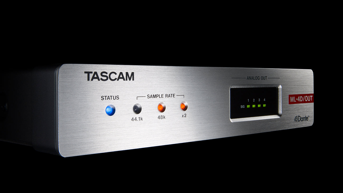 Tascam ML-4D/OUT-E - 4 Channel Line Output Dante Converter with built-in DSP Mixer - 305broadcast
