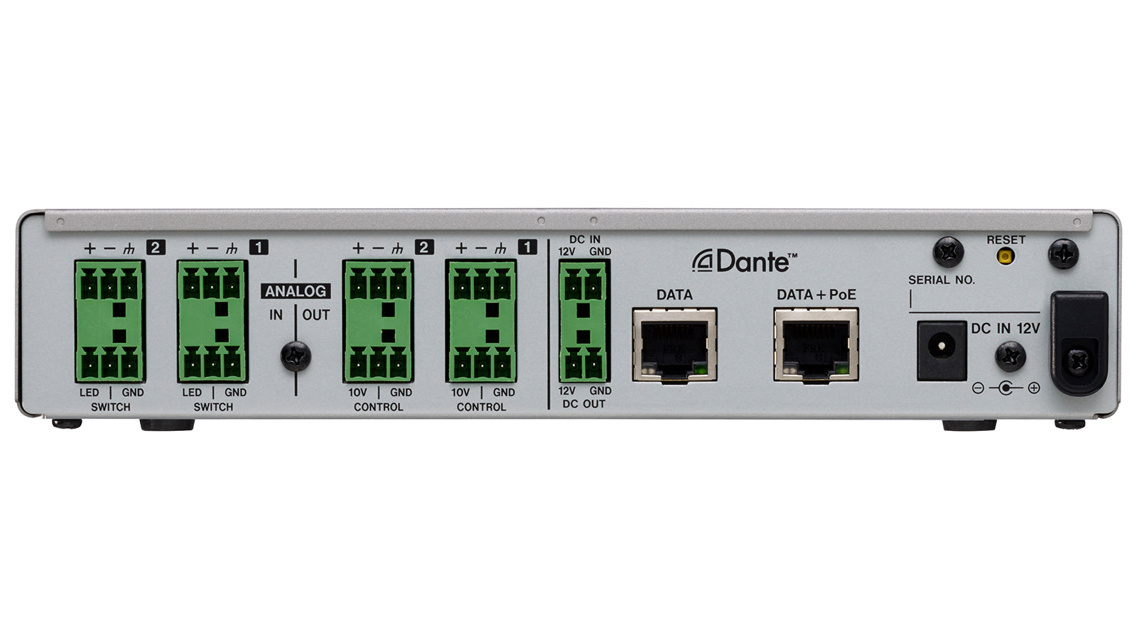 Tascam MM-2D-E - 2 Channel Mic/Line Input/Output Dante Converter with built-in DSP Mixer - 305broadcast