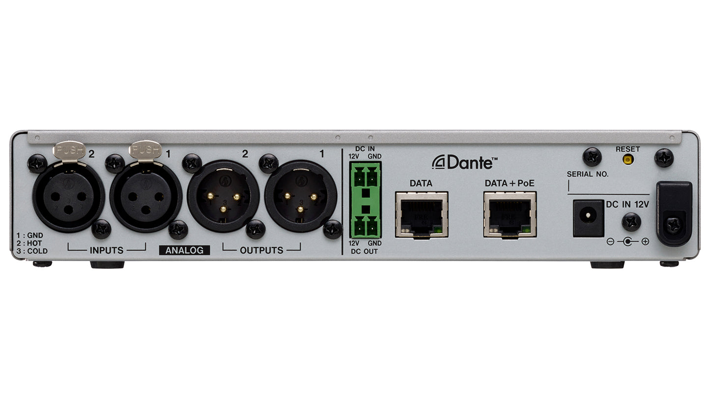 Tascam MM-2D-X - 2 Channel Mic/Line Input/Output Dante Converter with built-in DSP Mixer XLR - 305broadcast
