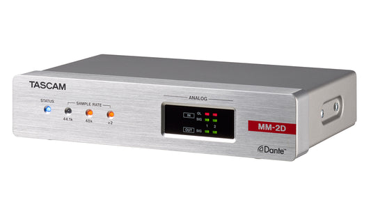 Tascam MM-2D-X - 2 Channel Mic/Line Input/Output Dante Converter with built-in DSP Mixer XLR - 305broadcast