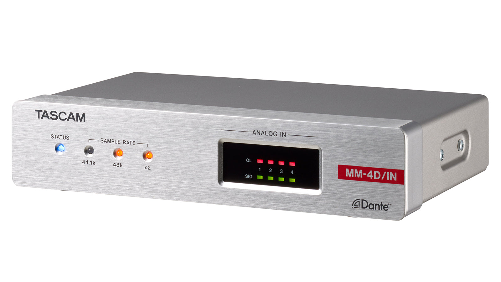Tascam MM-4D/IN-E - 4 Channel Mic / Line Input Dante Converter with built-in DSP Mixer Euroblock - 305broadcast